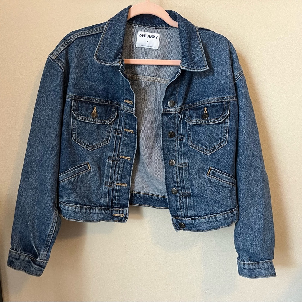 Old Navy Blue Jean Jacket Cropped Classic